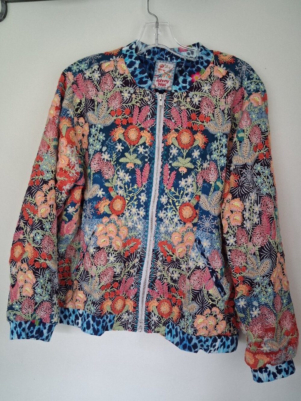 Johnny Was Limited Edition Embroidered Bomber Jacket Large Floral